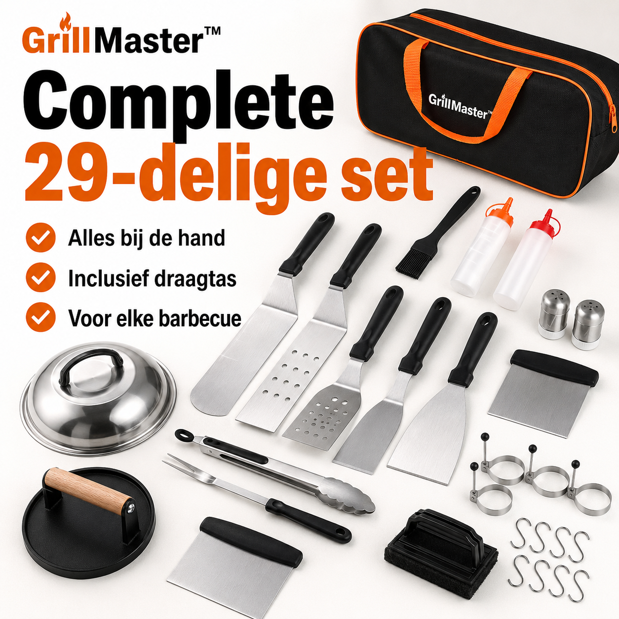 GrillMaster™ 29-delige set – Alles bij de hand voor de perfecte barbecue