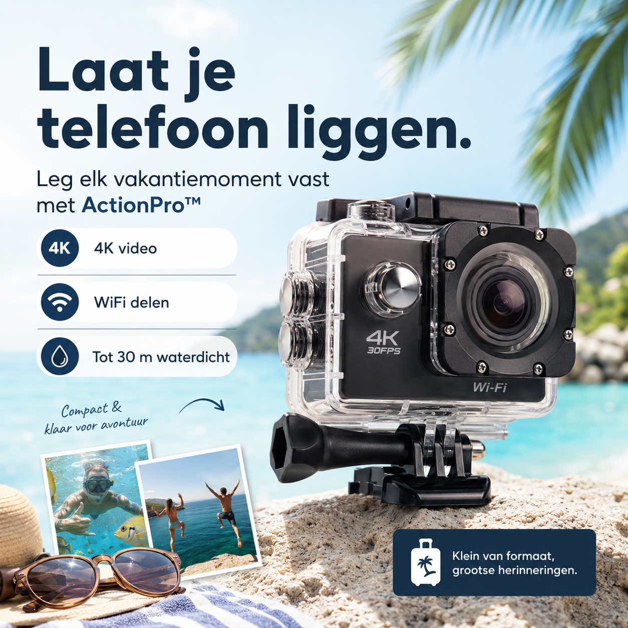 ActionPro™ | Waterdicht, Stofvrij En Schokbestendig Voor Elk Vakantieavontuur