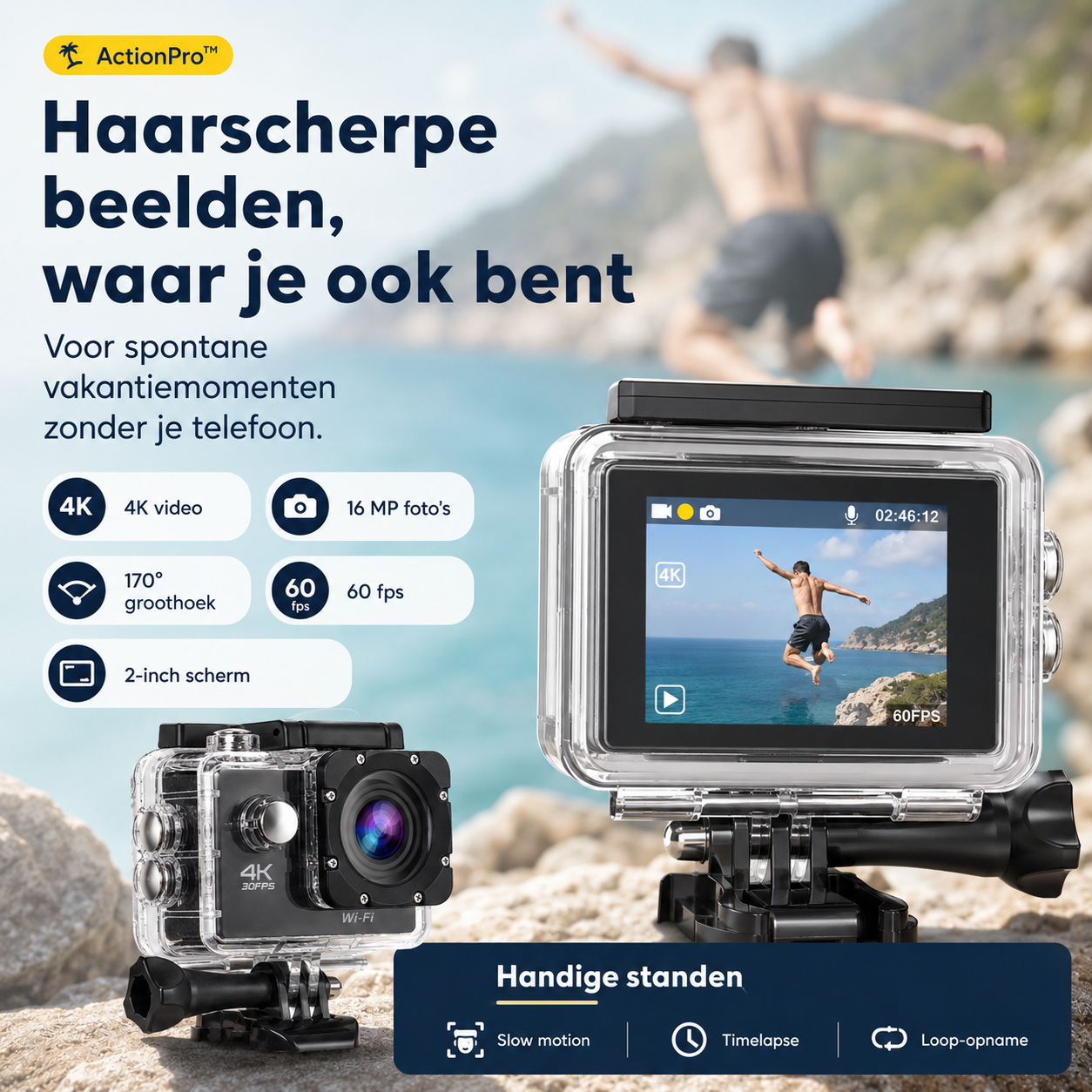 ActionPro™ | Waterdicht, Stofvrij En Schokbestendig Voor Elk Vakantieavontuur