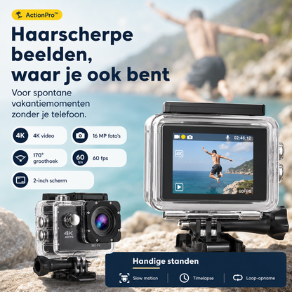 ActionPro™ | Waterdicht, Stofvrij En Schokbestendig Voor Elk Vakantieavontuur