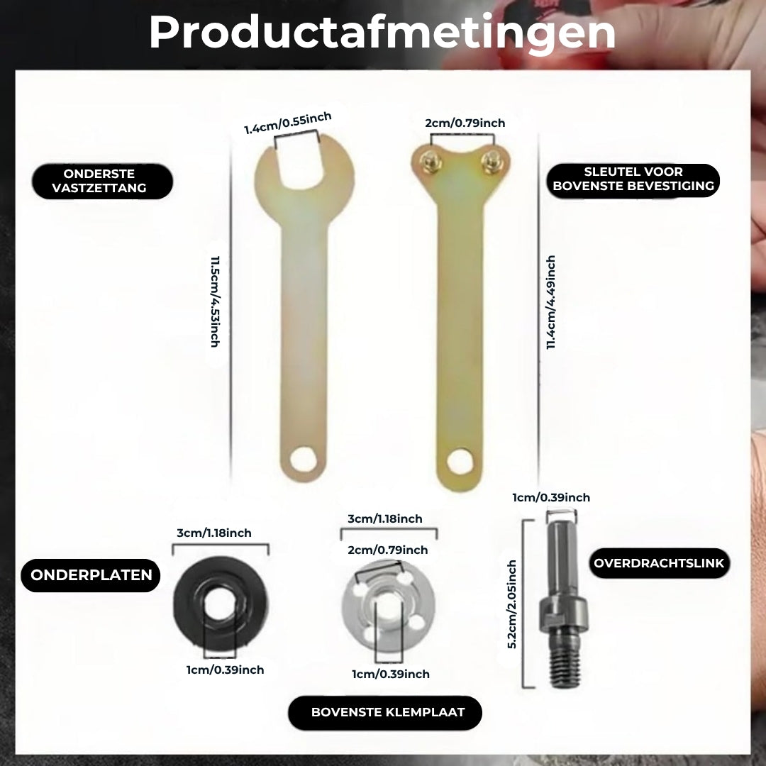 Adapterkit - Van boormachine naar slijpmachine