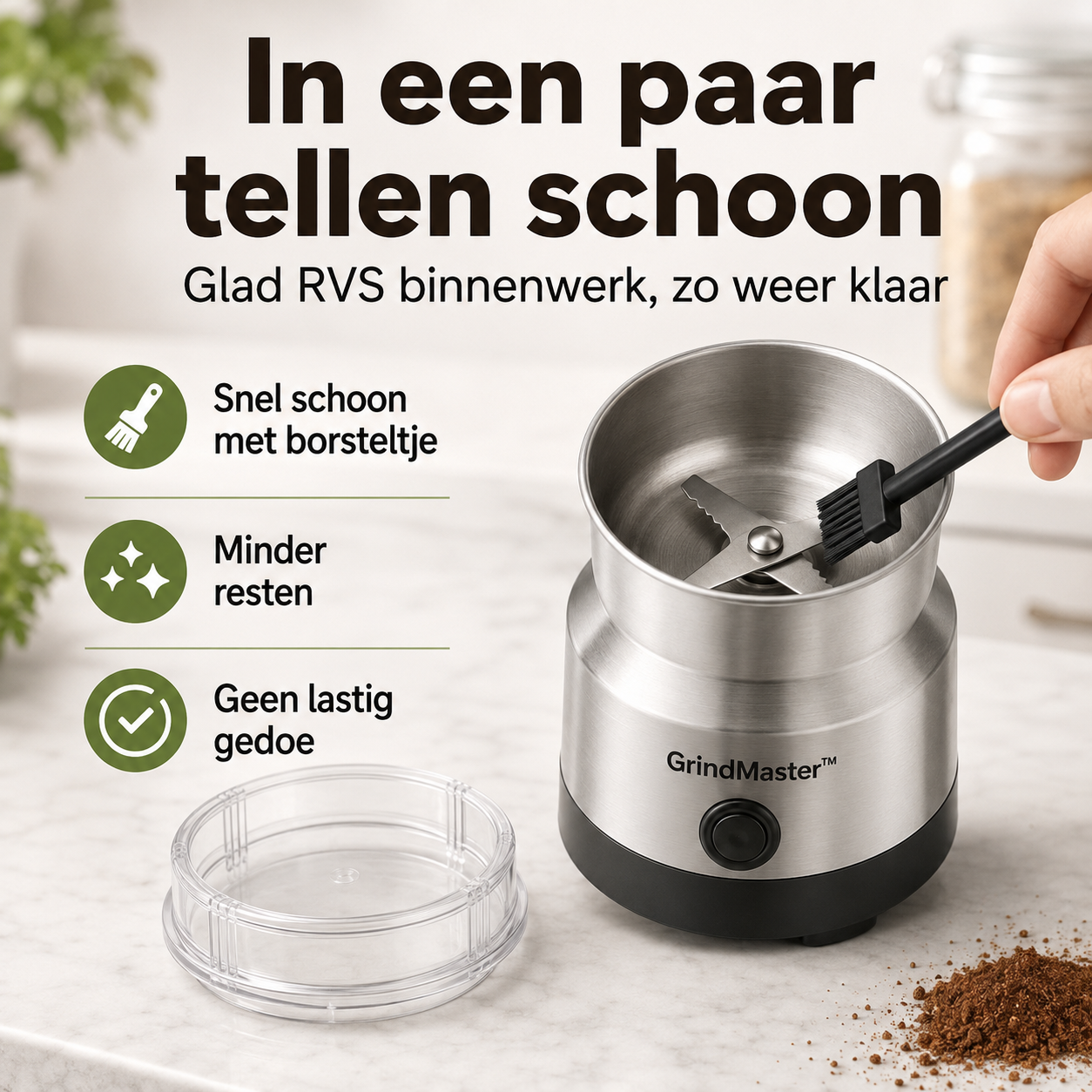 GrindMaster™ | Le seul moulin avec de l'inox indestructible, sans microplastique