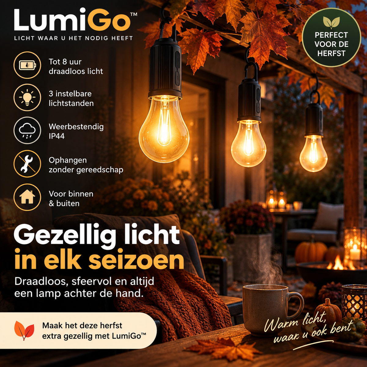 LumiGo™ | Overal direct warm licht zonder kabels of stopcontact | 2+2 gratis