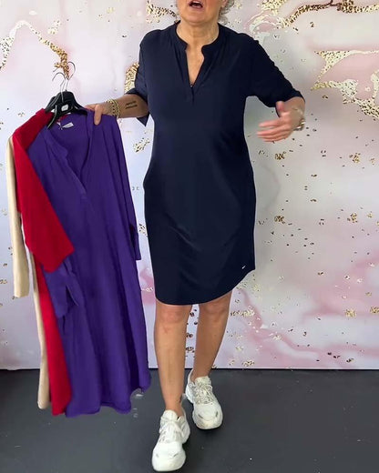 Elena - Robe midi à col en V
