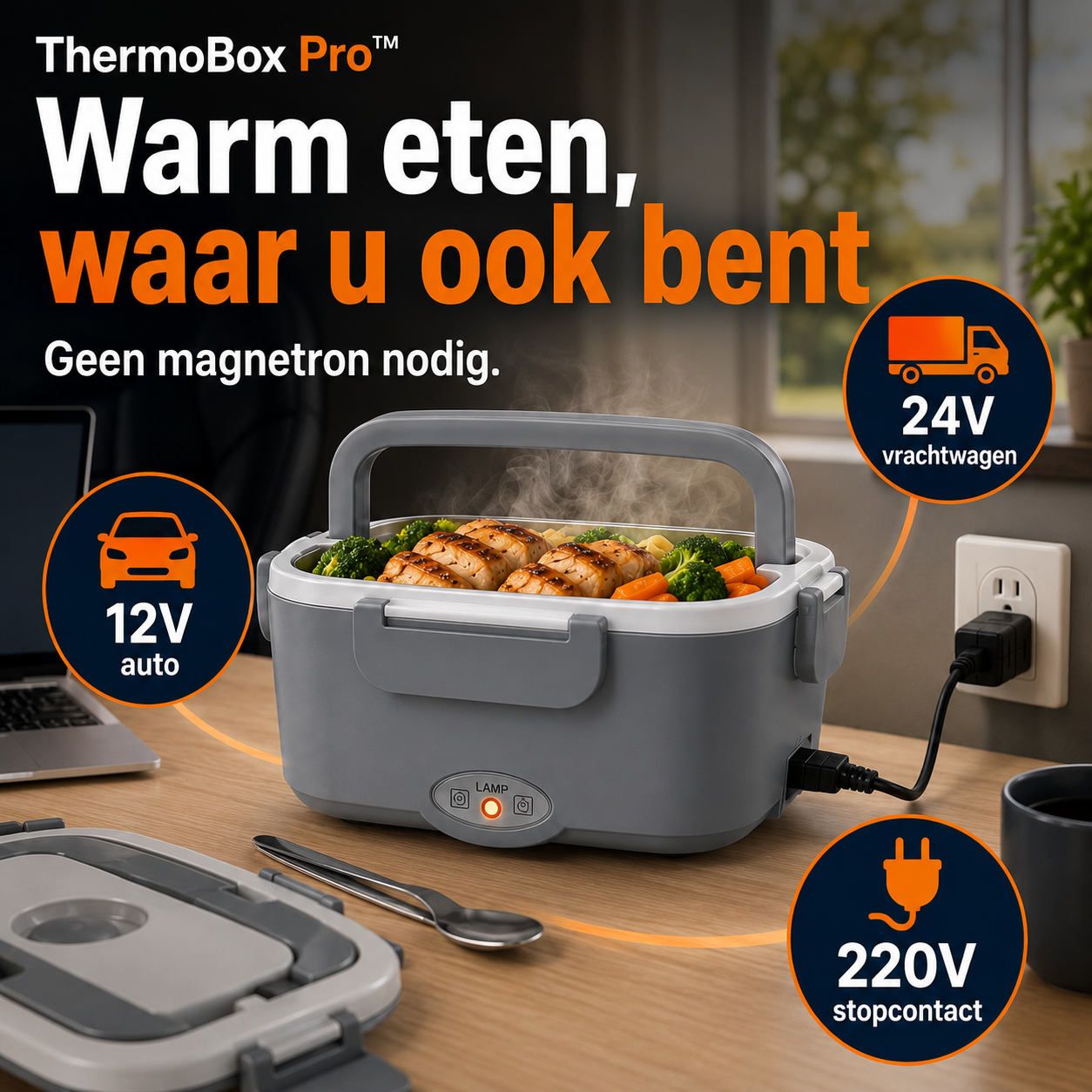 ThermoBox Pro™ – Warm Eten Waar U Ook Bent: De Slimme Magnetron-Vervanger