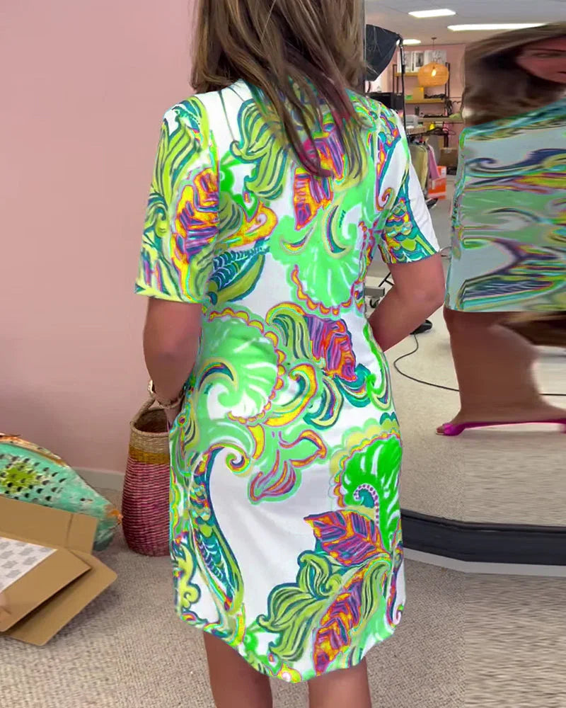 Emma | Robe ajustée à imprimé joyeux