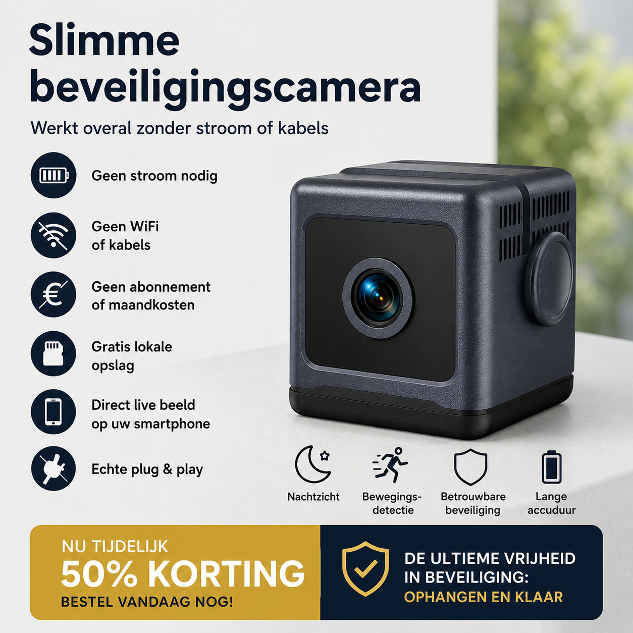 CubeCam™ | 100% Draadloze Beveiliging Zonder Gedoe