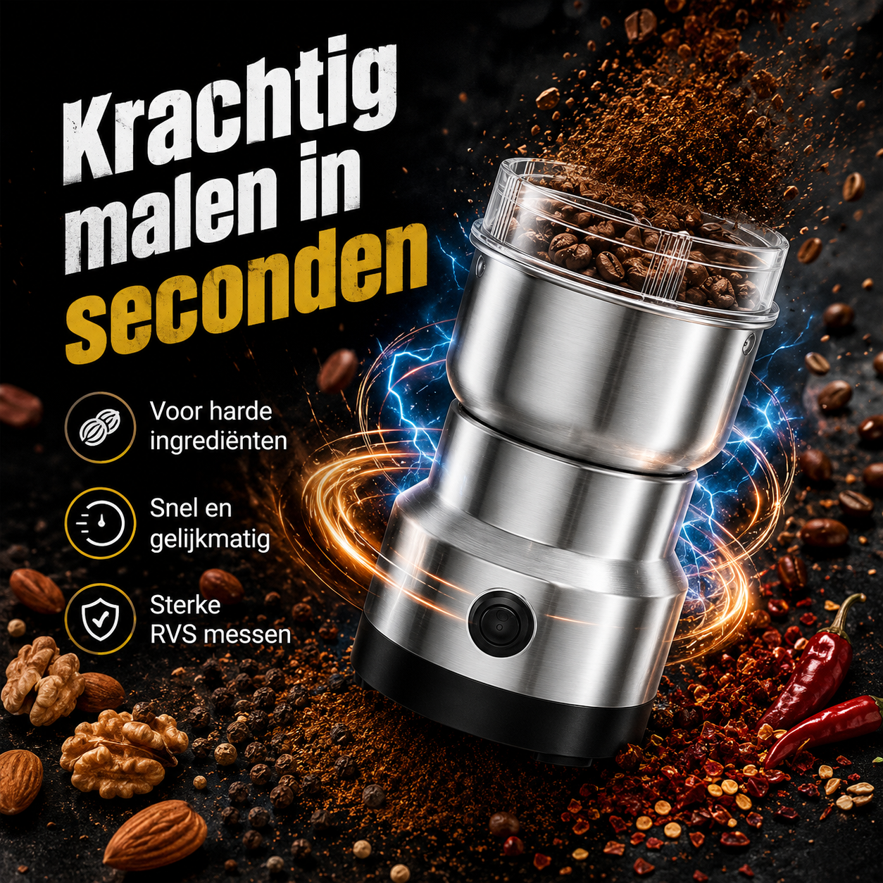 GrindMaster™ | Le seul moulin avec de l'inox indestructible, sans microplastique