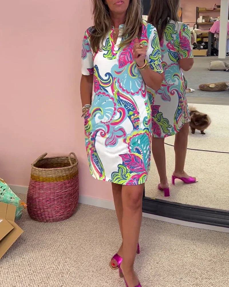 Emma | Robe ajustée à imprimé joyeux