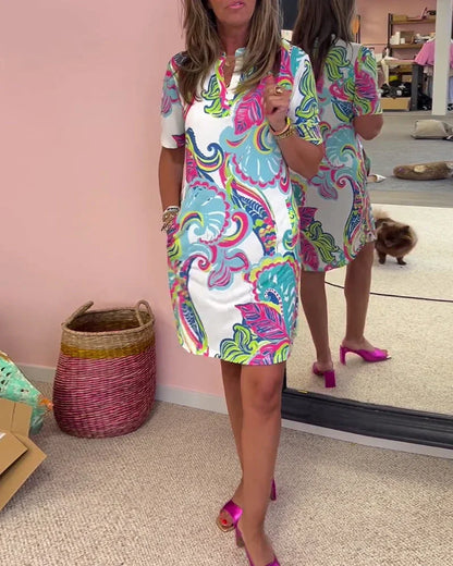 Emma | Robe ajustée à imprimé joyeux