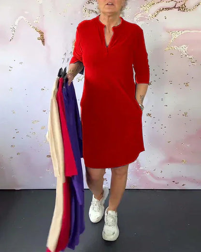 Elena - Robe midi à col en V