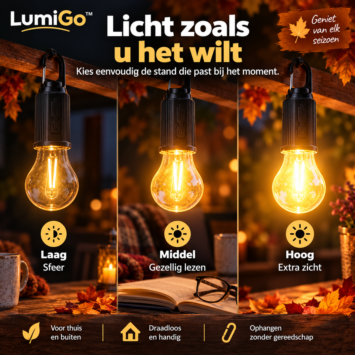 LumiGo™ | Overal direct warm licht zonder kabels of stopcontact | 2+2 gratis