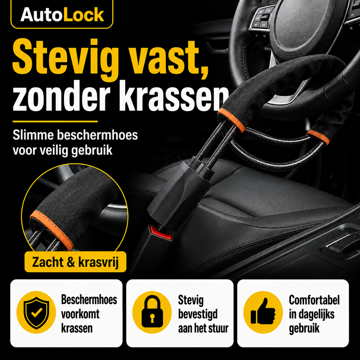 AutoLock™ - Niet-kapot-te-krijgen stuurslot voor elke auto!