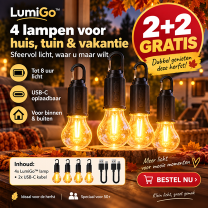 LumiGo™ | Overal direct warm licht zonder kabels of stopcontact | 2+2 gratis