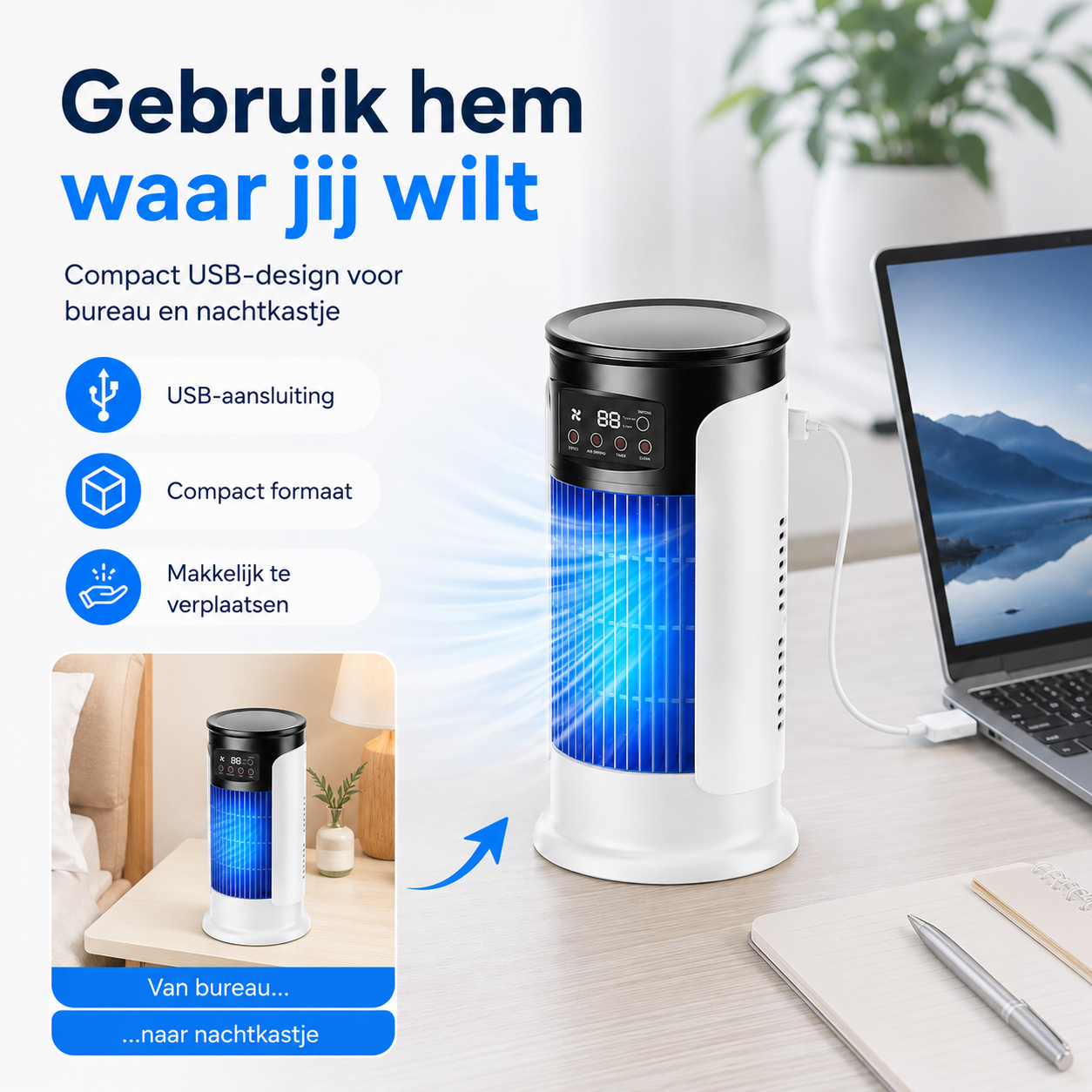 HydroBreeze™ draagbare airco | Directe Verkoeling Waar U Ook Bent