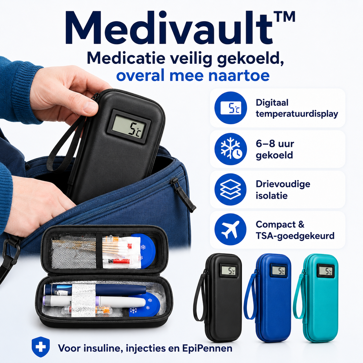 Medivault™ – Voorkomt bederf & houdt Insuline en medicijnen 8 uur gekoeld