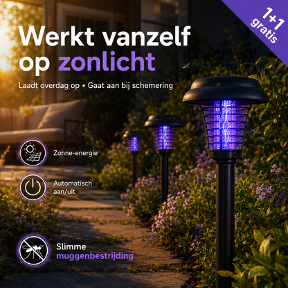 SolarZap Pro™ | Slimme muggenbestrijding en sfeerverlichting op zonne-energie | 1+1 gratis