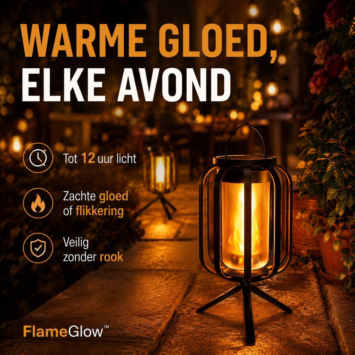 FlameGlow | Altijd licht, zelfs zonder stopcontact of zon