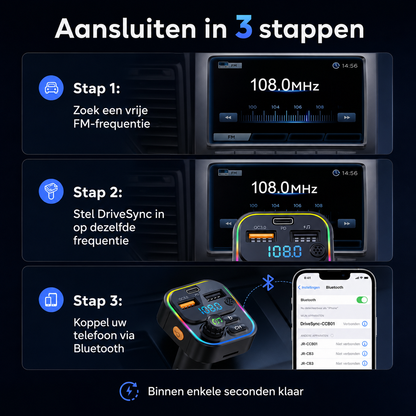 DriveSync™ | Muziek, handsfree bellen & snelladen in elke auto