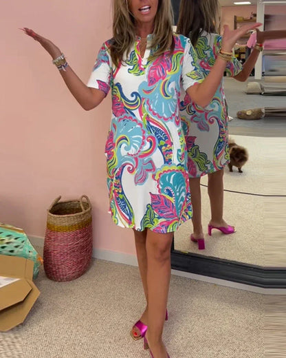 Emma | Robe ajustée à imprimé joyeux