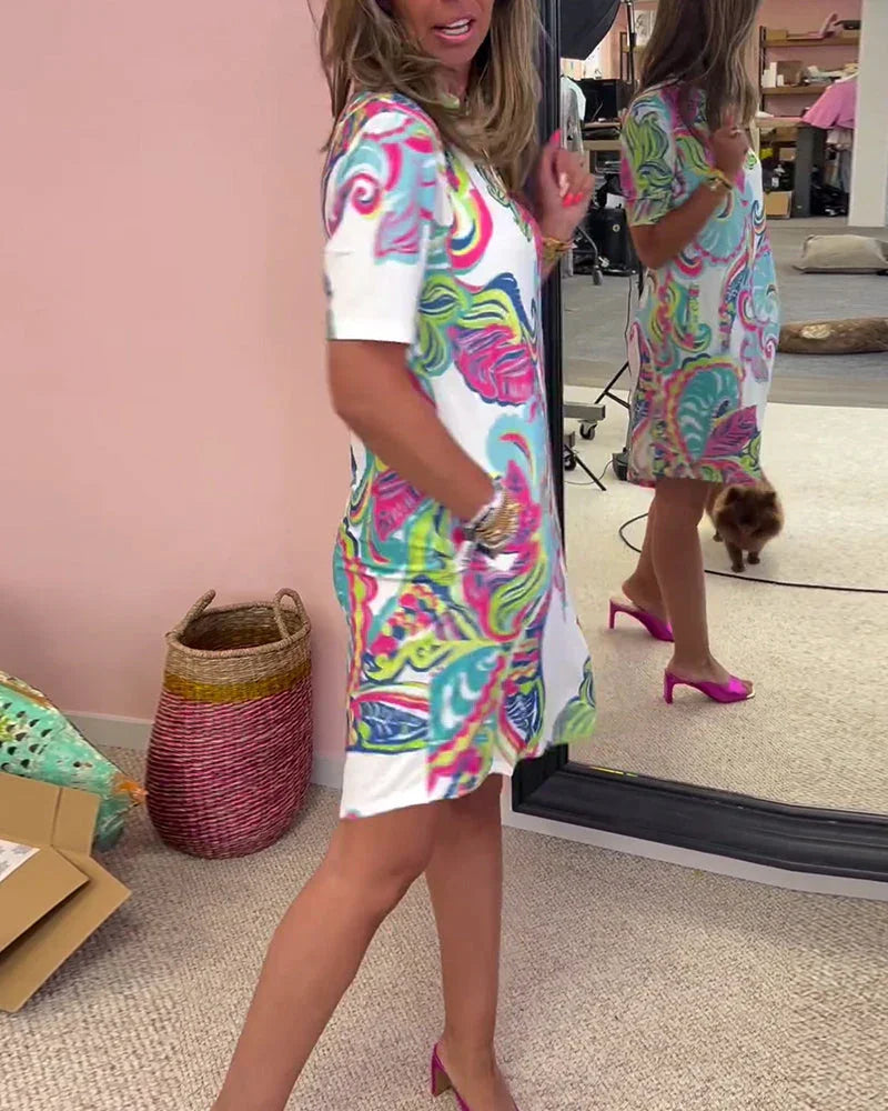 Emma | Robe ajustée à imprimé joyeux