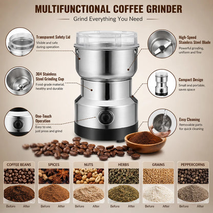 GrindMaster™ – Versgemalen Koffie & Specerijen in Enkele Seconden 100% Microplasticvrij