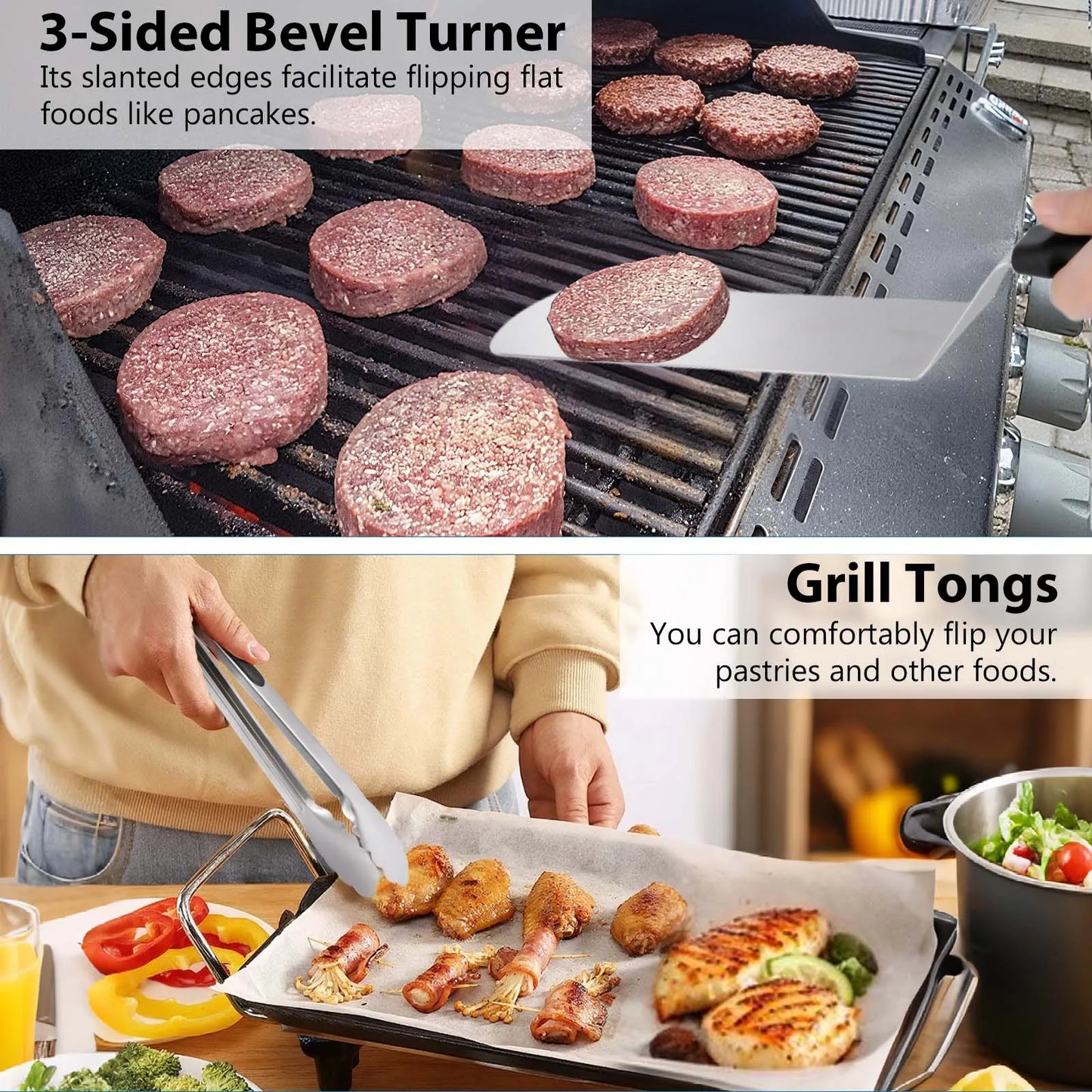 Barbecue Bestekset 29-delig BBQ Grill Accessoires met Burgerpers Grillspatel RVS Burgerbel Plancha Accessoires