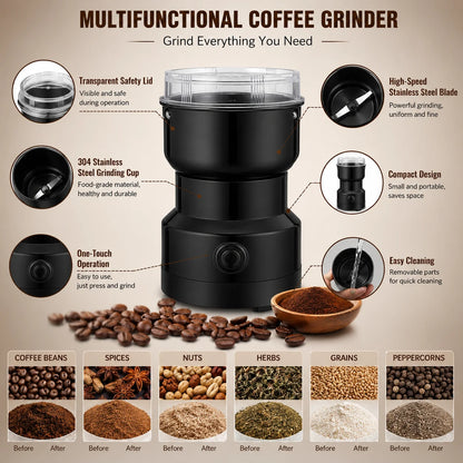 GrindMaster™ – Versgemalen Koffie & Specerijen in Enkele Seconden 100% Microplasticvrij