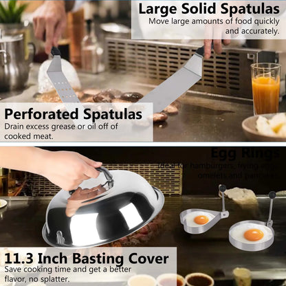 Barbecue Bestekset 29-delig BBQ Grill Accessoires met Burgerpers Grillspatel RVS Burgerbel Plancha Accessoires