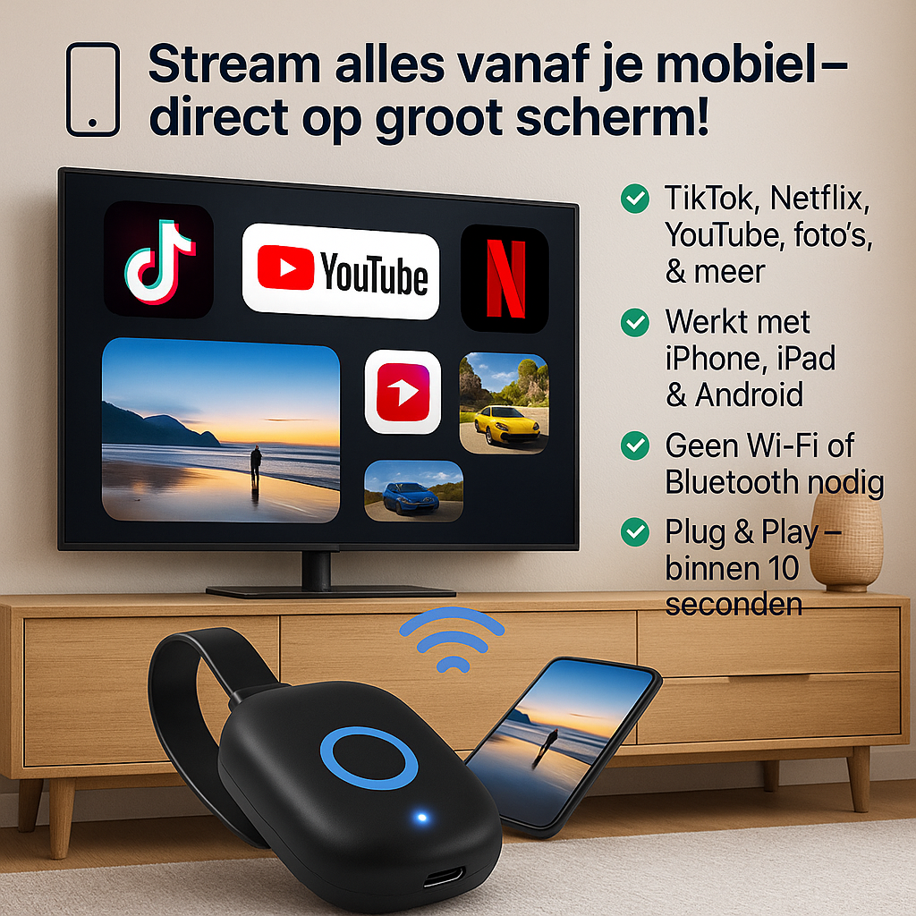 StreamLink™ | Stream alles direct op groot scherm, zonder wifi