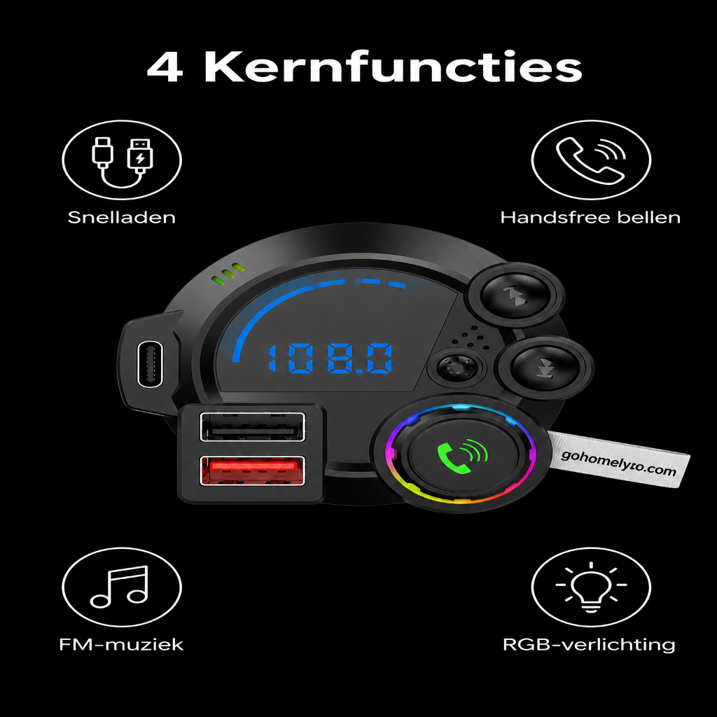 🚗 Bluetooth 5.0 FM-zender｜Maak je Auto Draadloos met Muziek, Bellen en Snelladen