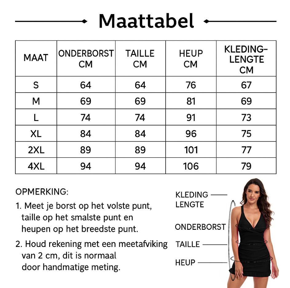 BelleWave – Corrigerend Badpak met Ruches en Rokdetail