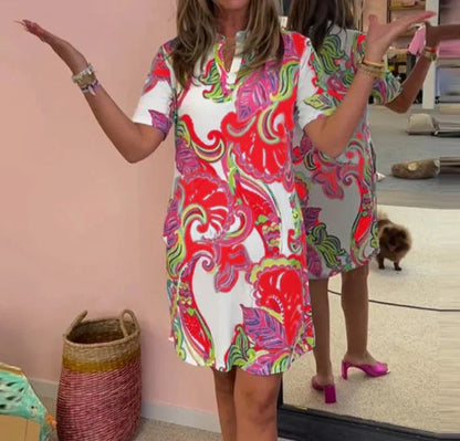 Emma | Robe ajustée à imprimé joyeux