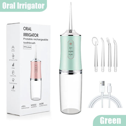 Monddouche Draagbare Tandheelkundige Water Flosser USB Oplaadbare Waterstraal Floss Tandenstoker 4 Jet Tip 220 ml 3 Modi