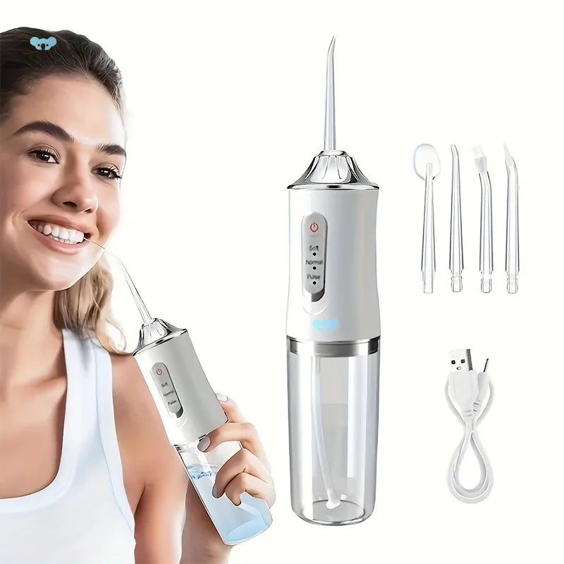 Monddouche Draagbare Tandheelkundige Water Flosser USB Oplaadbare Waterstraal Floss Tandenstoker 4 Jet Tip 220 ml 3 Modi