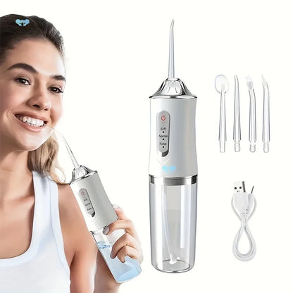 Monddouche Draagbare Tandheelkundige Water Flosser USB Oplaadbare Waterstraal Floss Tandenstoker 4 Jet Tip 220 ml 3 Modi