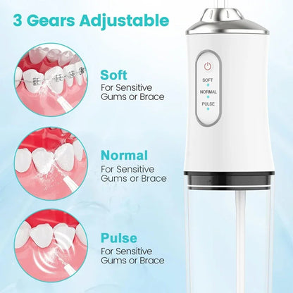 Monddouche Draagbare Tandheelkundige Water Flosser USB Oplaadbare Waterstraal Floss Tandenstoker 4 Jet Tip 220 ml 3 Modi