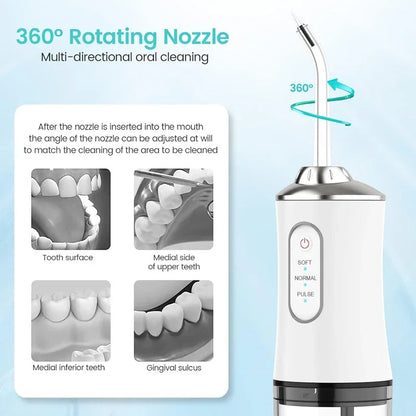 Monddouche Draagbare Tandheelkundige Water Flosser USB Oplaadbare Waterstraal Floss Tandenstoker 4 Jet Tip 220 ml 3 Modi
