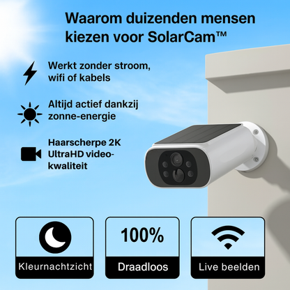 SolarCam™ | Altijd beveiligd, zonder stroom, zonder wifi en zonder kabels