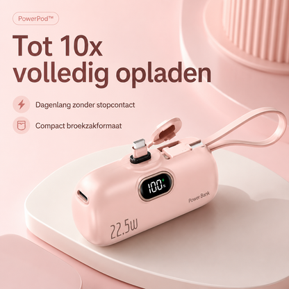 PowerPod™ | Tot 10 keer uw telefoon opladen zonder stopcontact