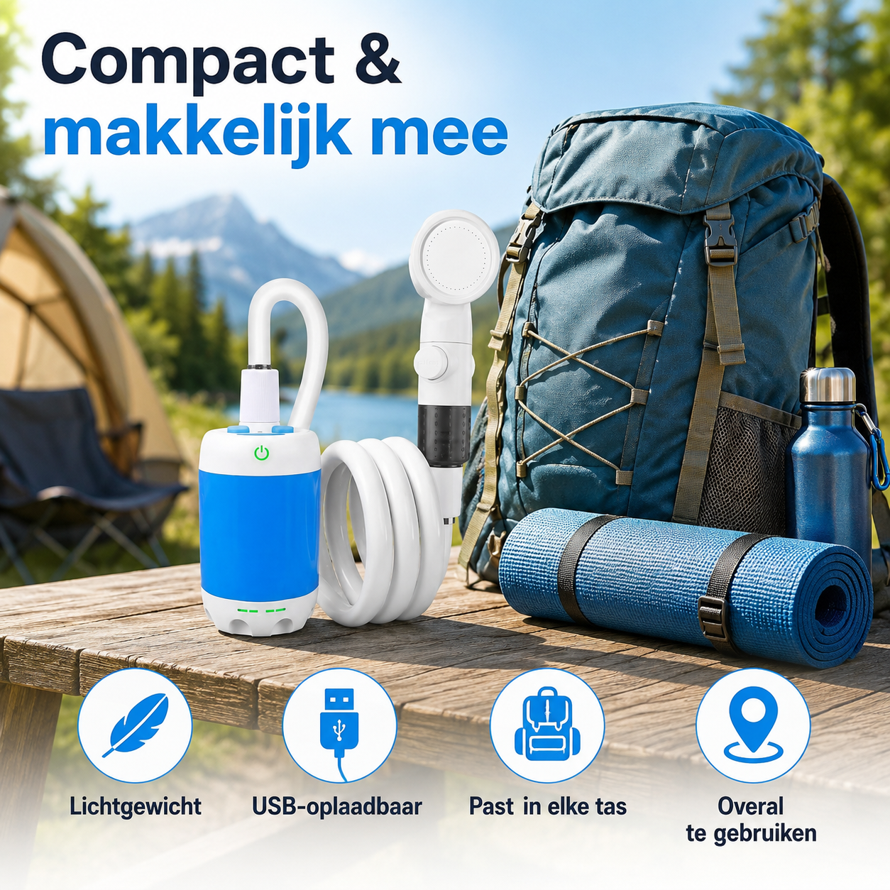 AquaGo™ – De ideale draagbare douche voor onderweg
