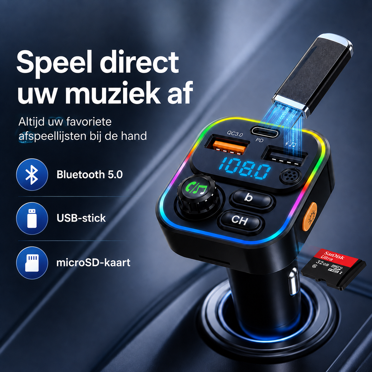 DriveSync™ | Muziek, handsfree bellen & snelladen in elke auto