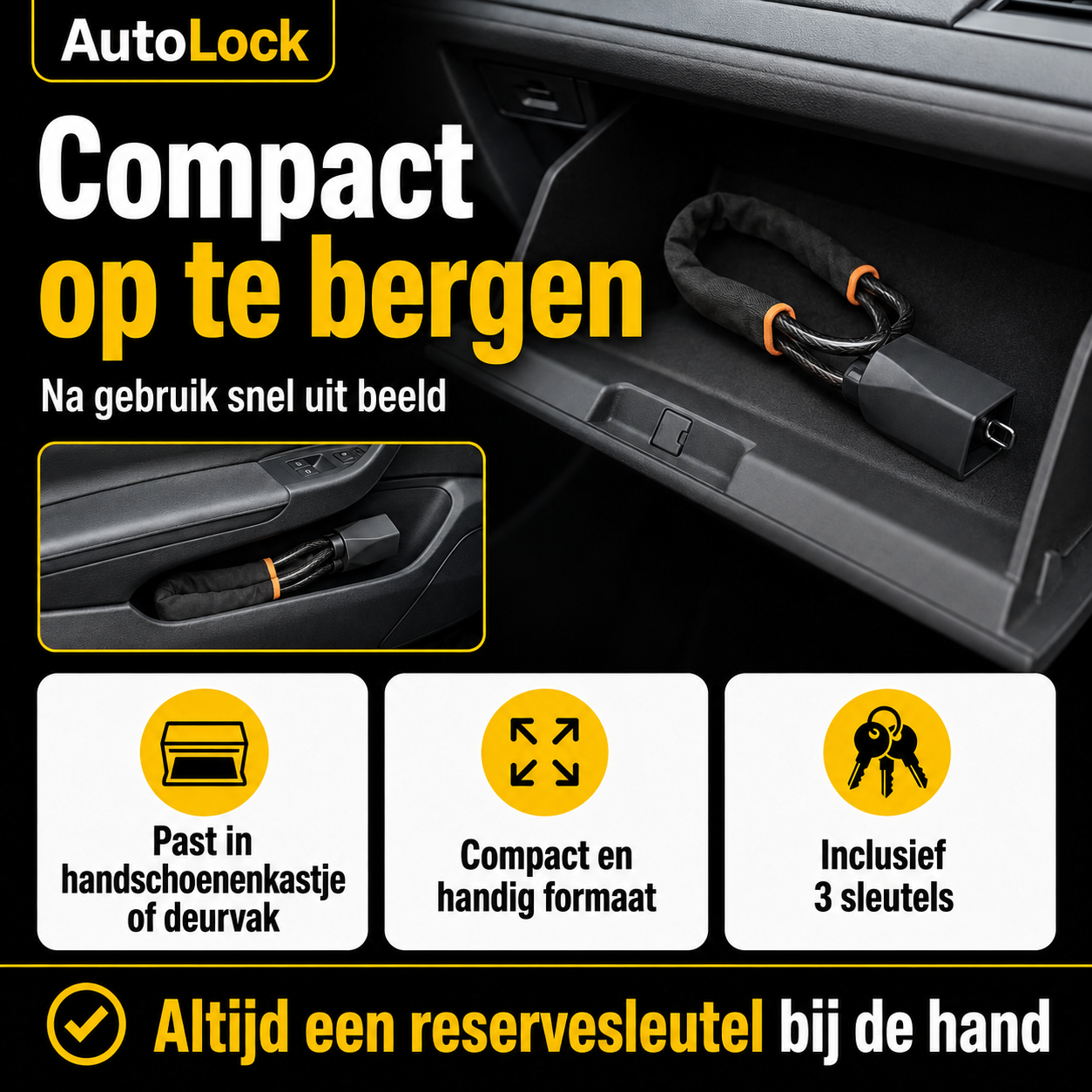 AutoLock™ - Niet-kapot-te-krijgen stuurslot voor elke auto!