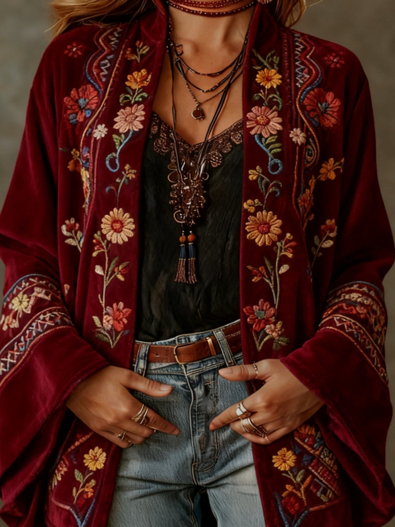 ESMÉE | BOHO VEST MET GEBORDUURDE DETAILS