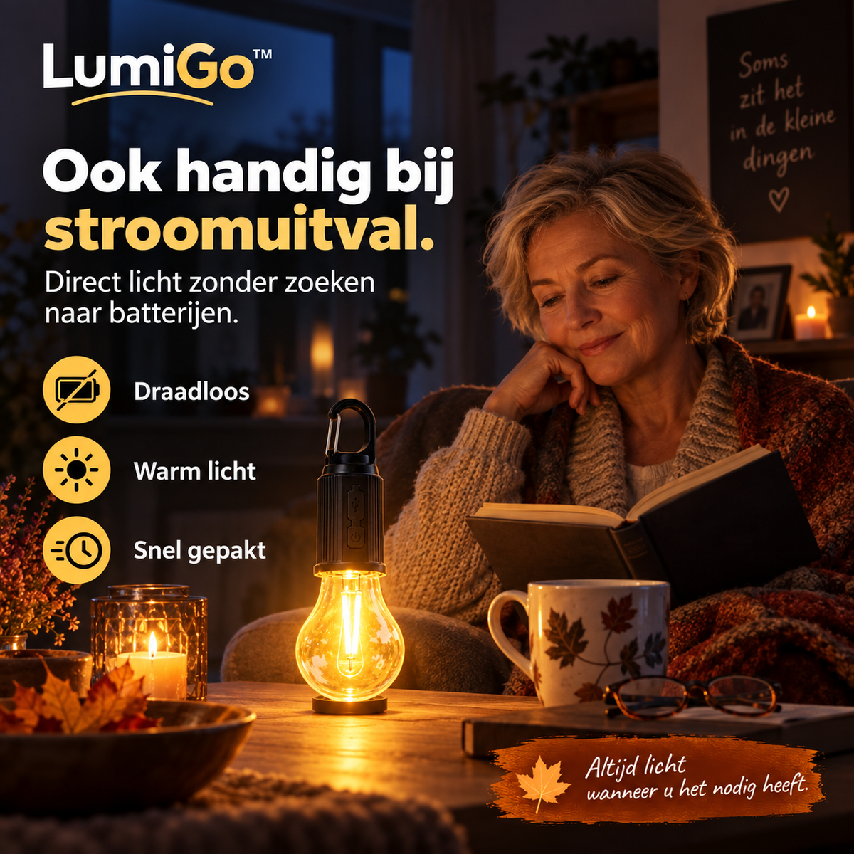 LumiGo™ | Overal direct warm licht zonder kabels of stopcontact | 2+2 gratis