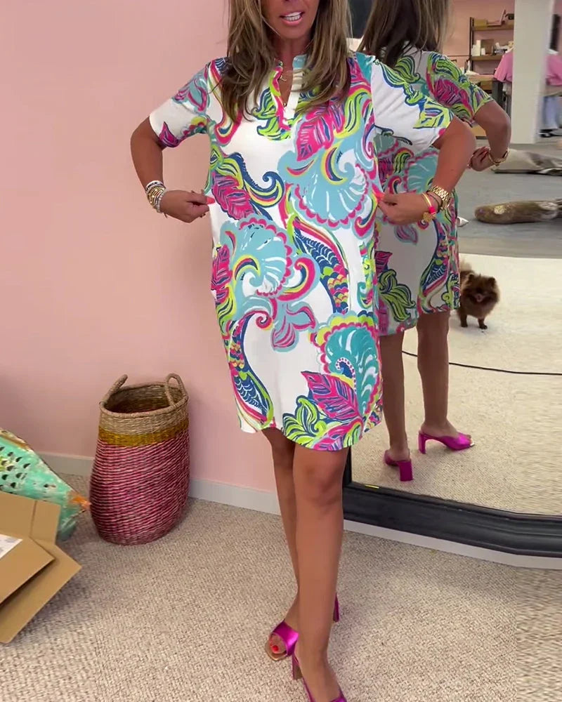 Emma | Robe ajustée à imprimé joyeux