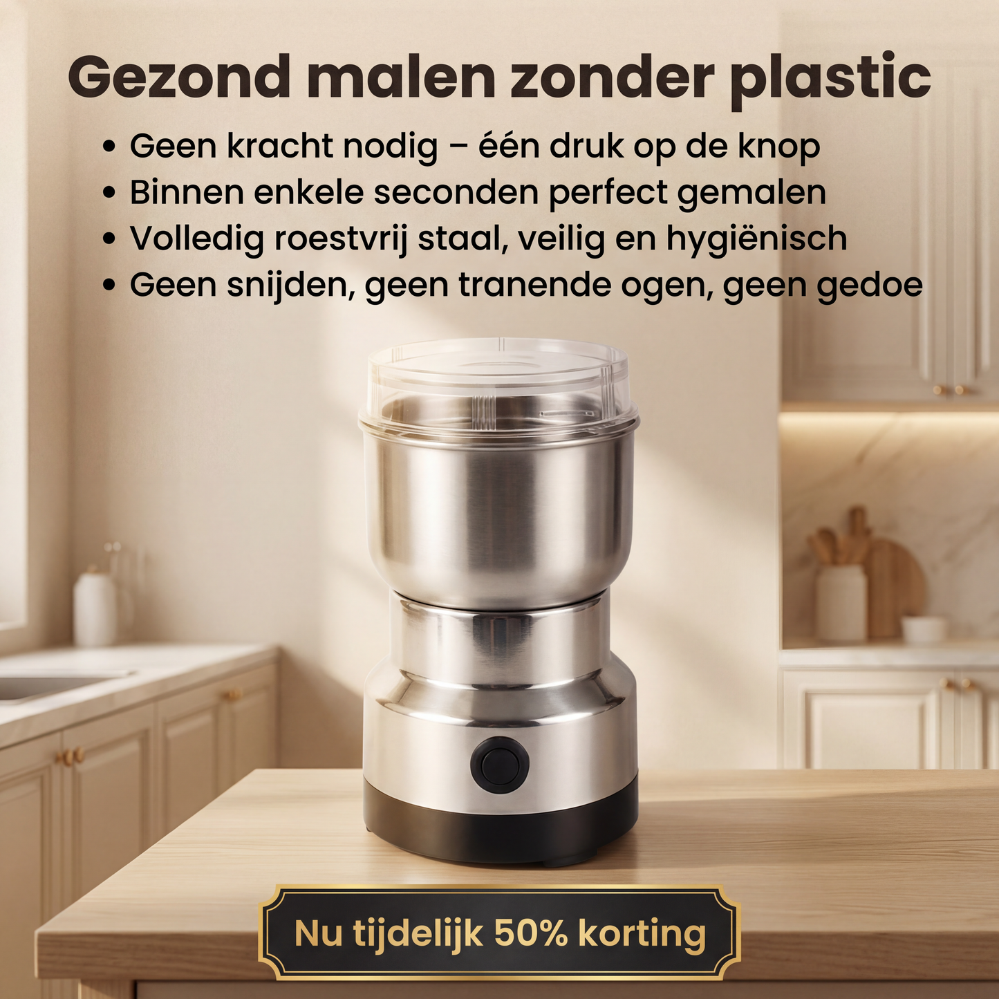 GrindMaster™ | Le seul moulin avec de l'inox indestructible, sans microplastique
