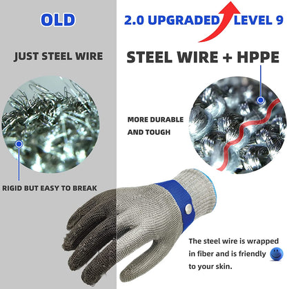 🧤⚔️ 50% KORTING! Alsof je een onverwoestbaar harnas van 316L-staal om je handen trekt dat het scherpste mes laat afketsen! Snijbestendig niveau A9 – vlees, vis, oesters, jij snijdt, het staal beschermt.