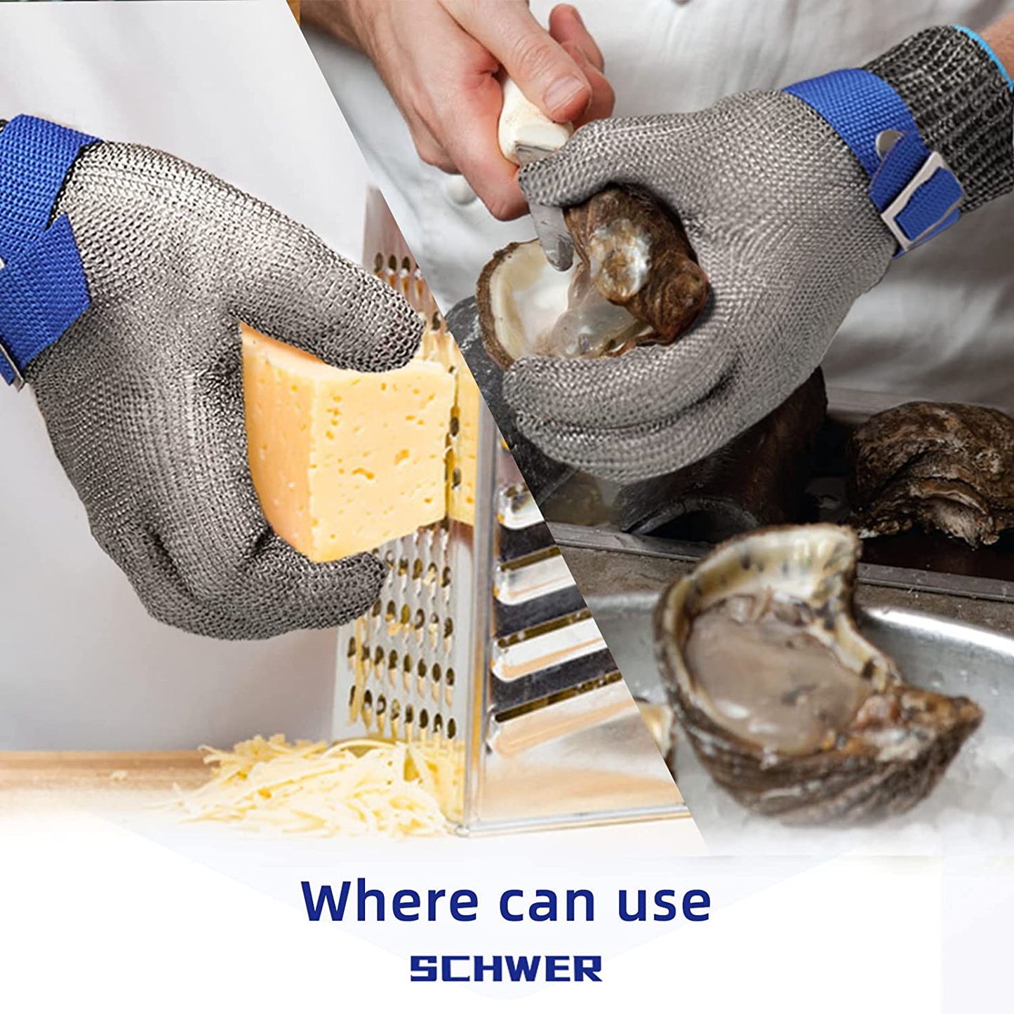 🧤⚔️ 50% KORTING! Alsof je een onverwoestbaar harnas van 316L-staal om je handen trekt dat het scherpste mes laat afketsen! Snijbestendig niveau A9 – vlees, vis, oesters, jij snijdt, het staal beschermt.