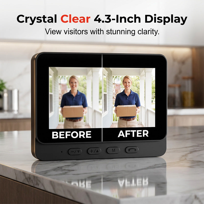 ⚡Slimme videodeurbel met 4,3" scherm – live bewaking & tweerichtingsaudio🏡